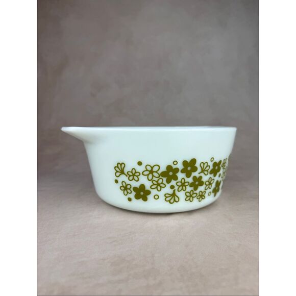 Vintage Pyrex Spring Blossom 474-B Mixing Bowl Green Flowers Pattern - Picture 2 of 8
